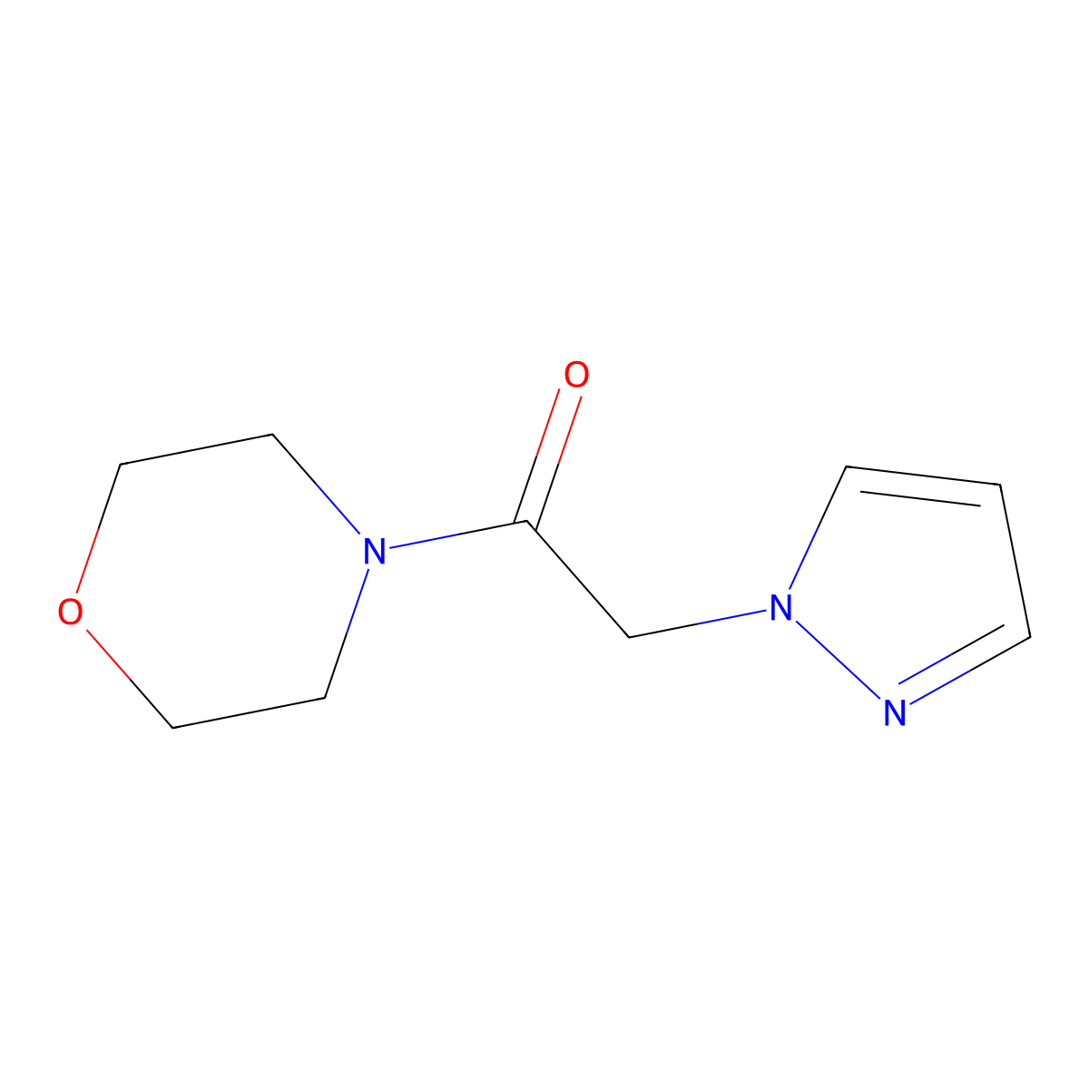 1-(morpholin-4-yl)-2-(1H-pyrazol-1-yl)ethan-1-one molecular structure, CAS 1205506-17-7