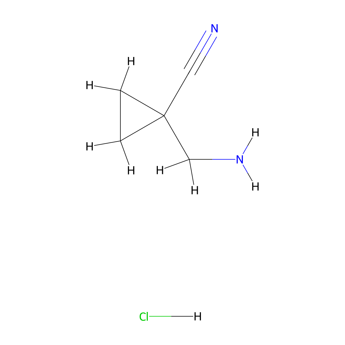 1-(Aminomethyl)cyclopropane-1-carbonitrile hydrochloride molecular structure, CAS 1205544-78-0