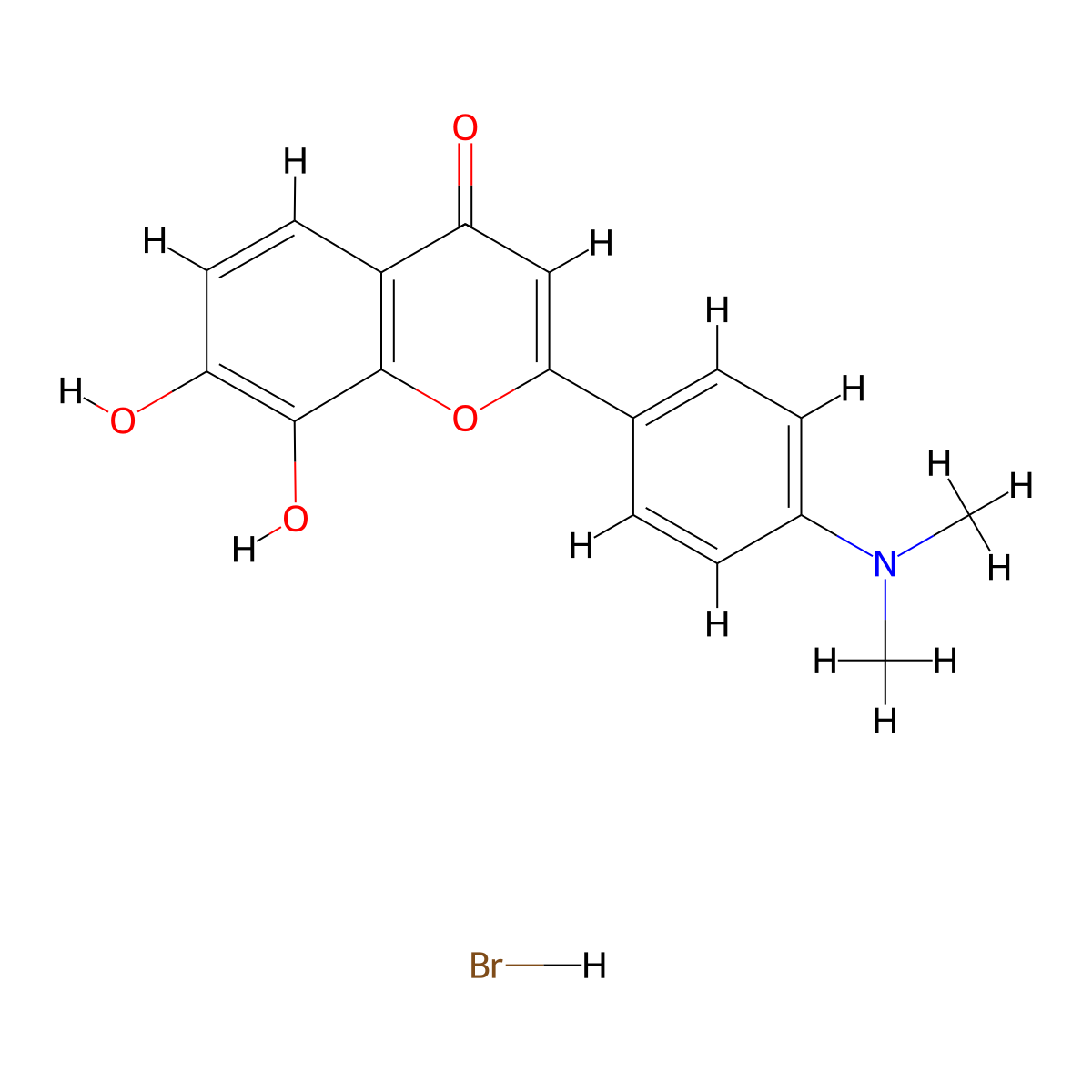 2-(4-(Dimethylamino)phenyl)-7,8-dihydroxy-4H-chromen-4-one hydrobromide molecular structure, CAS 1205548-00-0