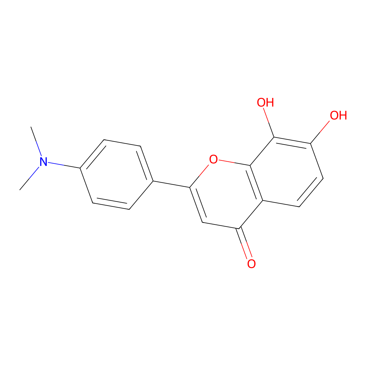 2-(4-(dimethylamino)phenyl)-7,8-dihydroxy-4H-chromen-4-one molecular structure, CAS 1205548-04-4
