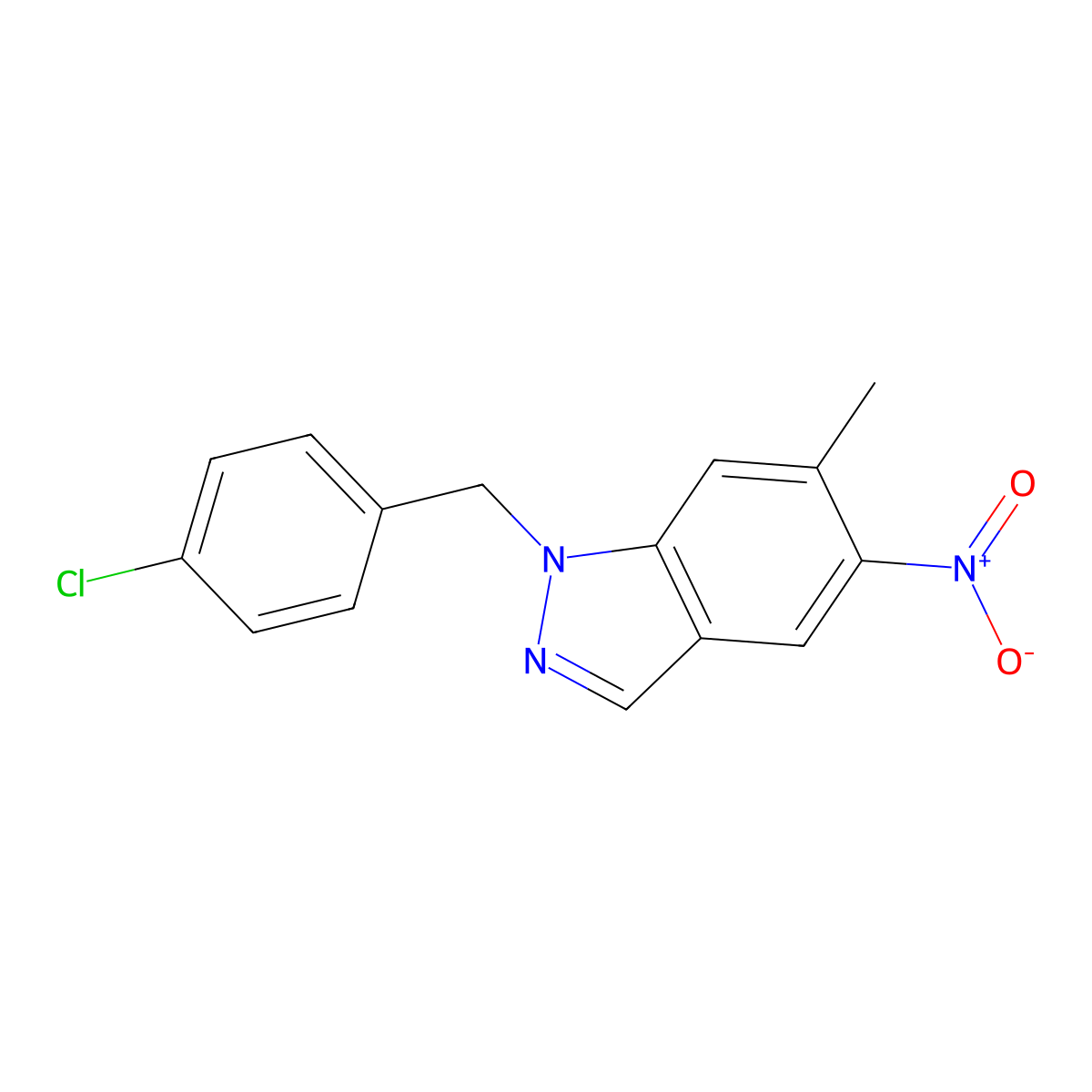 1-(4-Chlorobenzyl)-6-methyl-5-nitro-1H-indazole molecular structure, CAS 1205548-56-6