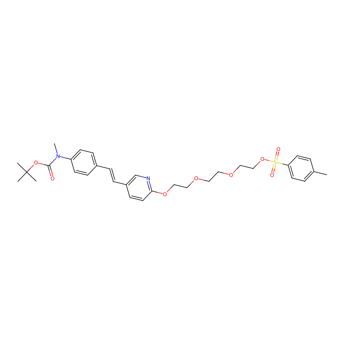 Deflouro-(p-tolylsulfonyloxy)-N-boc-florbetapir molecular structure, CAS 1205550-99-7