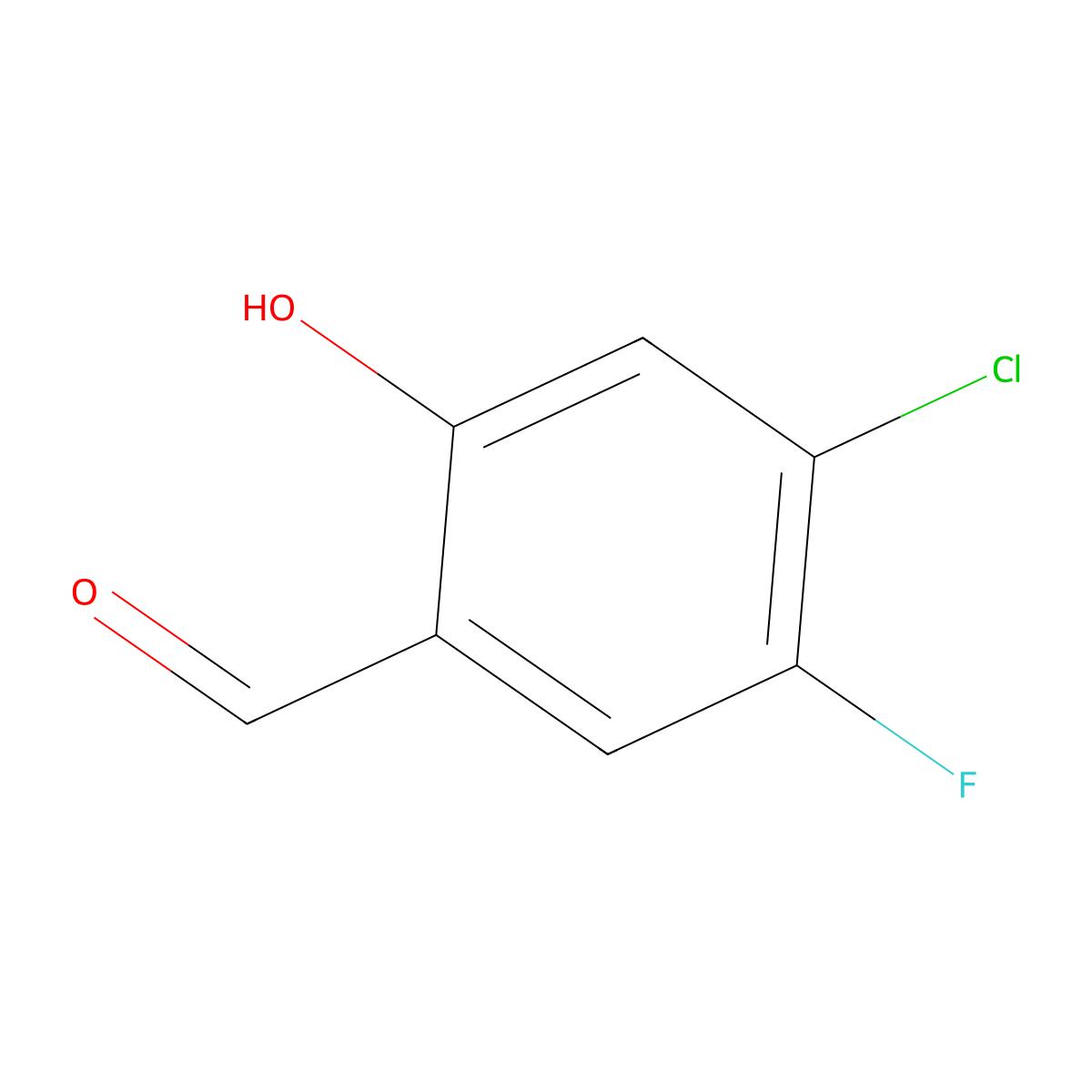 4-Chloro-5-fluoro-2-hydroxybenzaldehyde molecular structure, CAS 1205551-36-5