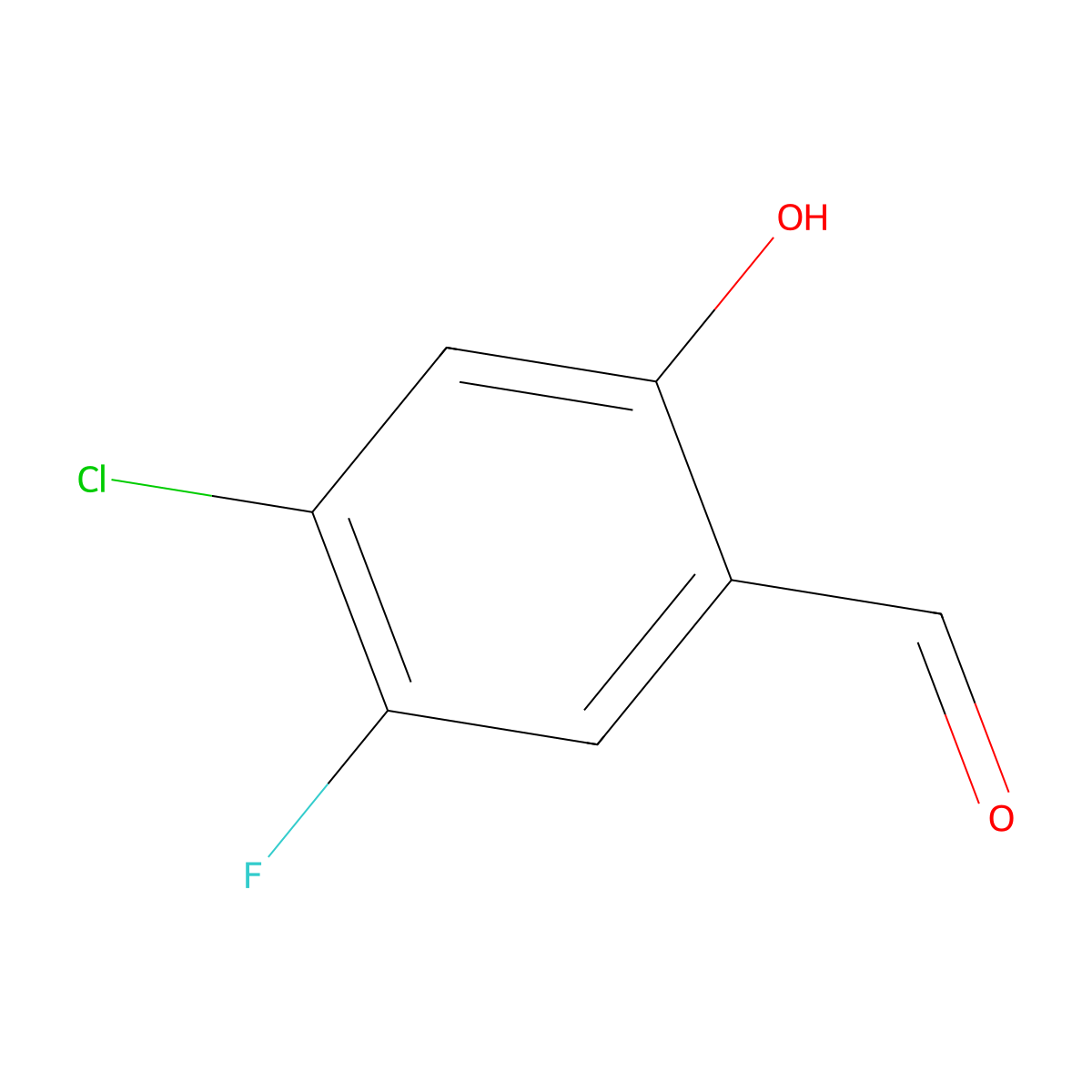 4-Chloro-5-fluoro-2-hydroxybenzaldehyde molecular structure, CAS 1205551-36-5