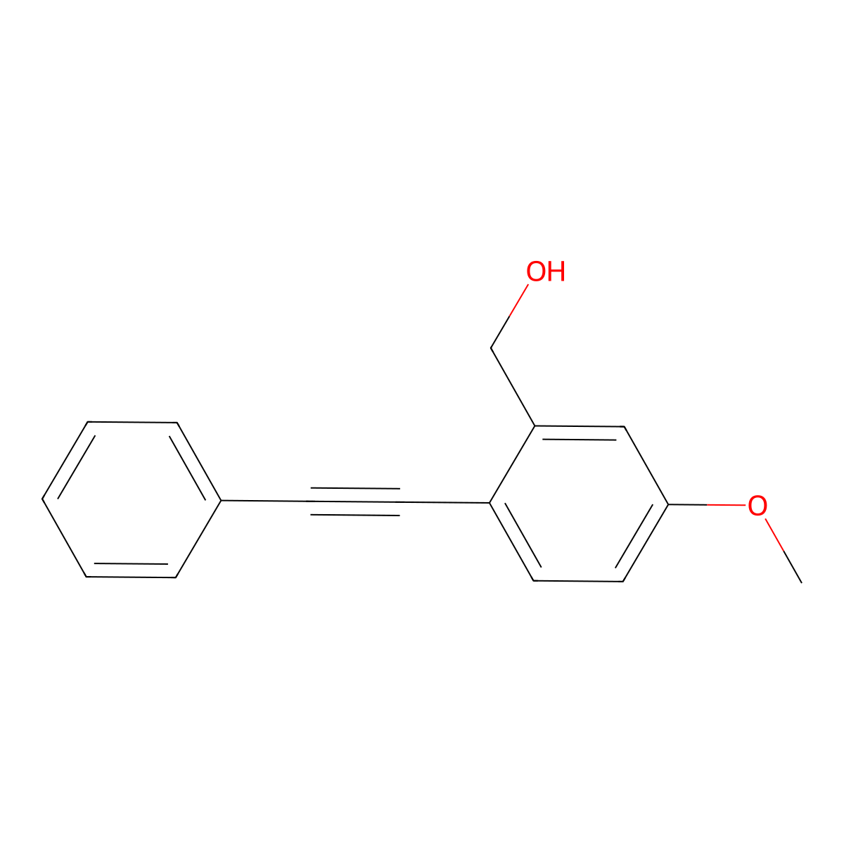 (5-Methoxy-2-(phenylethynyl)phenyl)methanol molecular structure, CAS 1205555-48-1