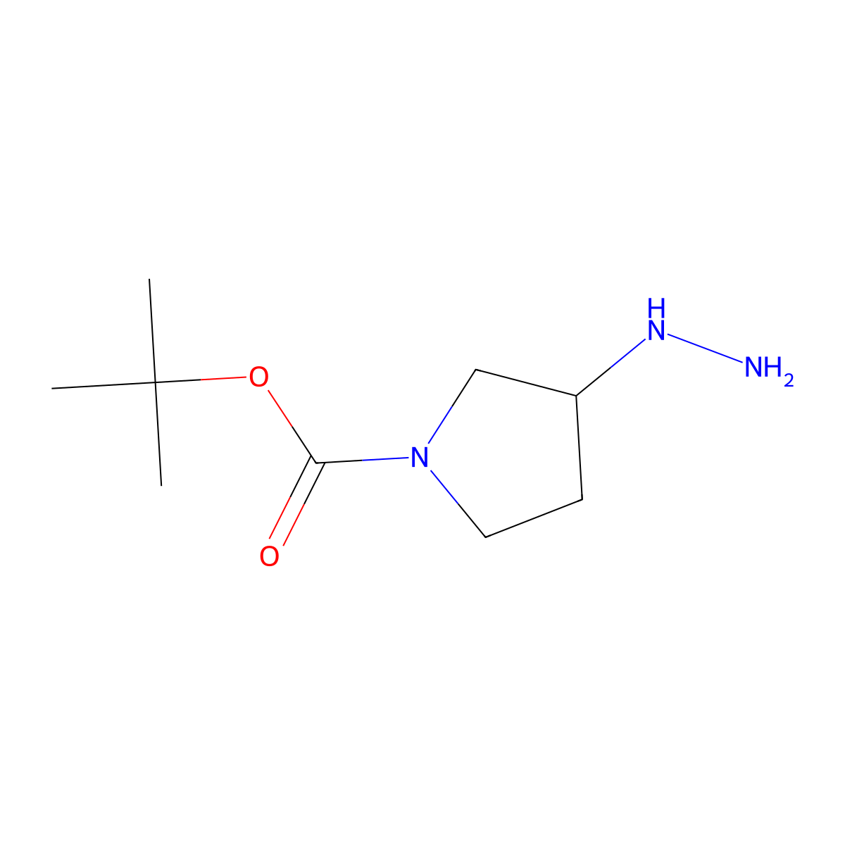 tert-Butyl 3-hydrazinylpyrrolidine-1-carboxylate molecular structure, CAS 1205557-00-1