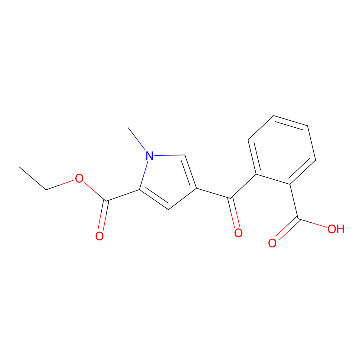 2-((5-(Ethoxycarbonyl)-1-methyl-1H-pyrrol-3-yl)carbonyl)benzoic acid molecular structure, CAS 120562-90-5