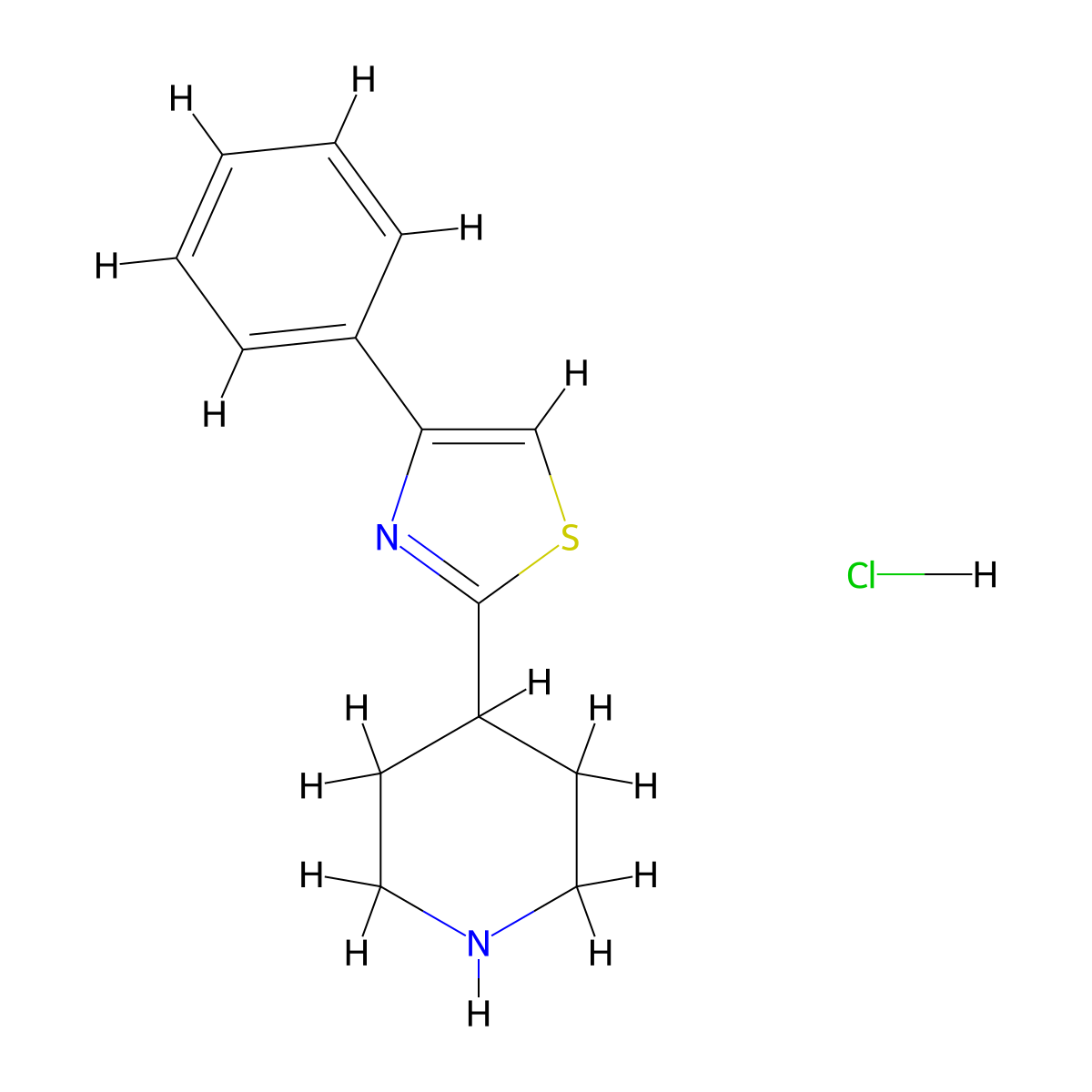 4-(4-Phenyl-1,3-thiazol-2-yl)piperidine hydrochloride molecular structure, CAS 1205636-88-9