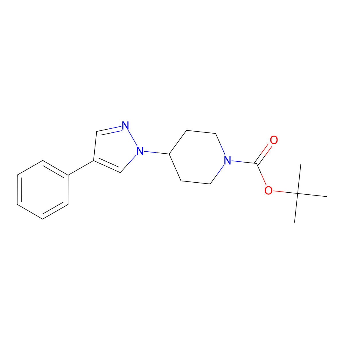 tert-butyl 4-(4-phenyl-1H-pyrazol-1-yl)piperidine-1-carboxylate molecular structure, CAS 1205637-27-9