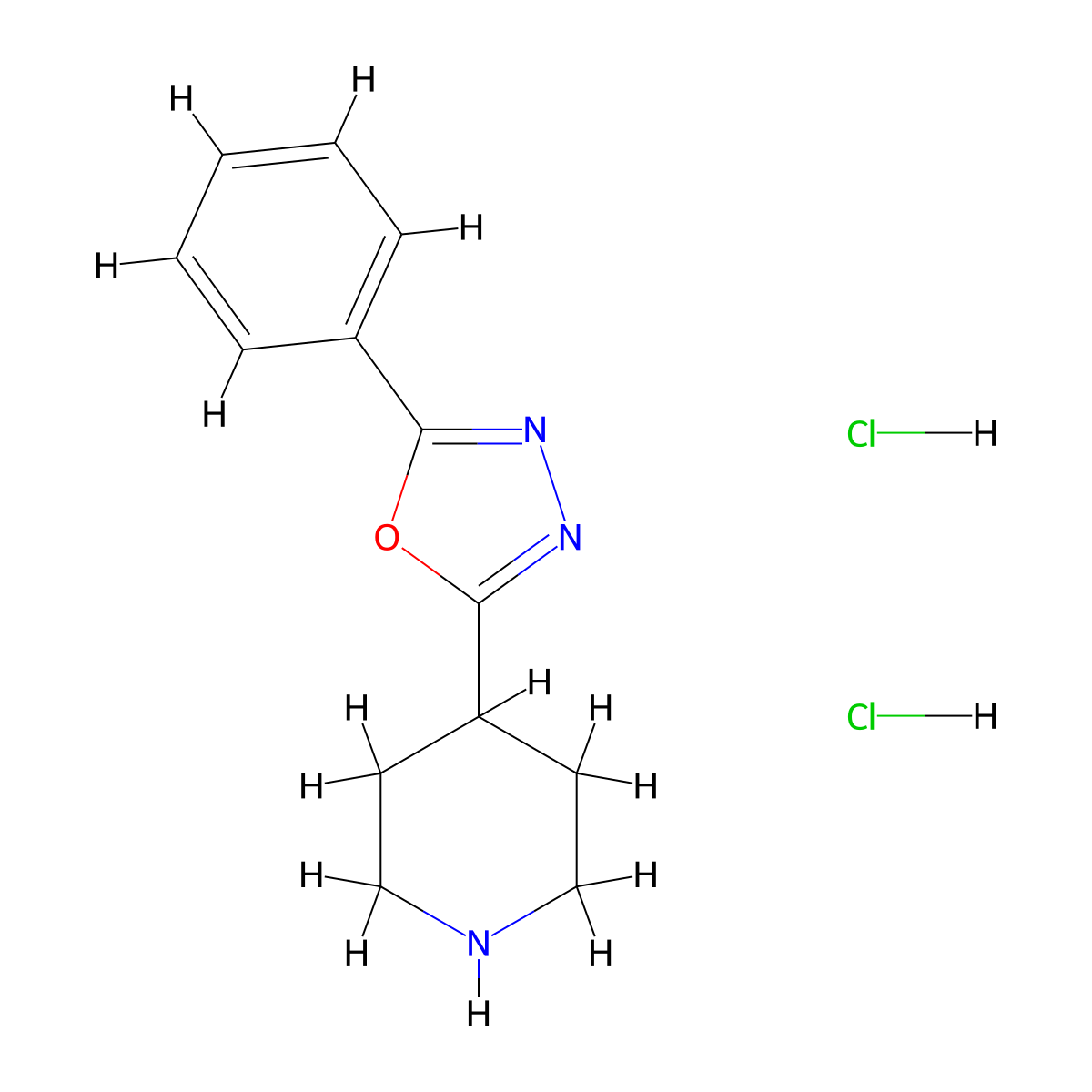 2-Phenyl-5-(piperidin-4-yl)-1,3,4-oxadiazole dihydrochloride molecular structure, CAS 1205637-43-9