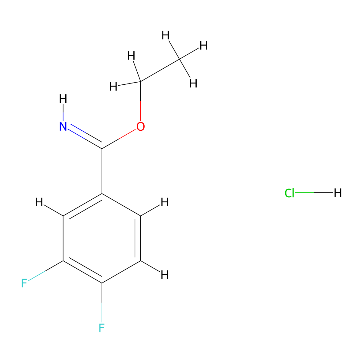 3,4-Difluorobenzimidic acid ethyl ester hydrochloride molecular structure, CAS 1205638-72-7