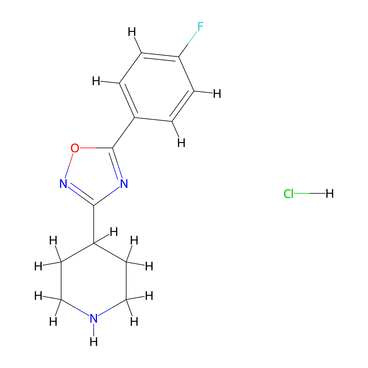 4-[5-(4-Fluorophenyl)-1,2,4-oxadiazol-3-yl]piperidine hydrochloride molecular structure, CAS 1205638-85-2