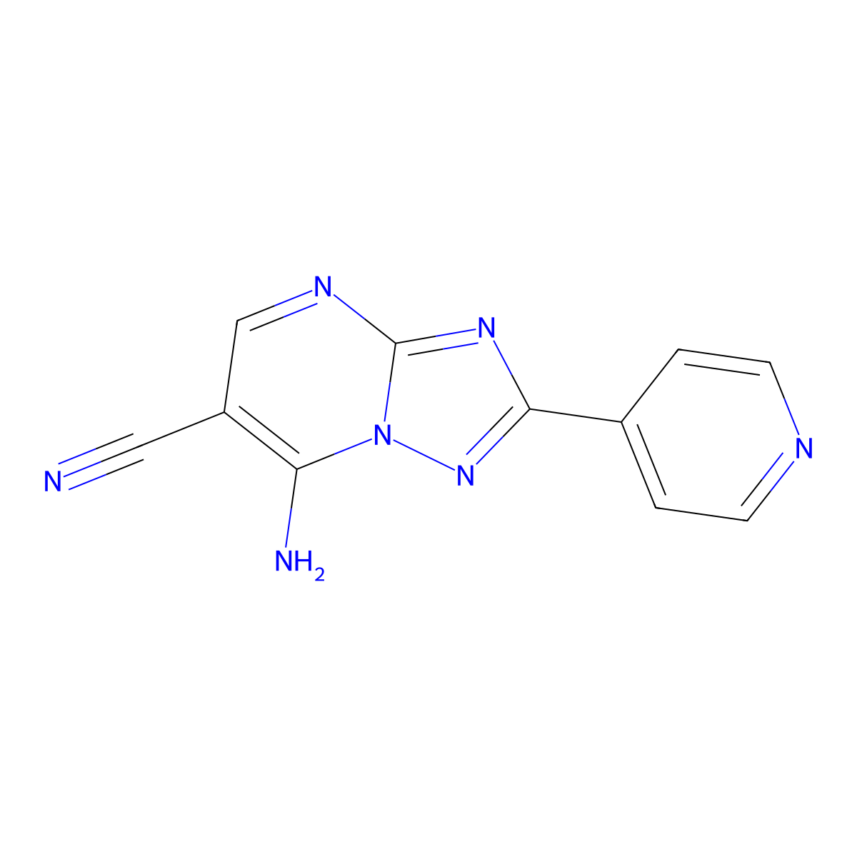 7-Amino-2-pyridin-4-yl[1,2,4]triazolo[1,5-a]pyrimidine-6-carbonitrile molecular structure, CAS 120564-72-9