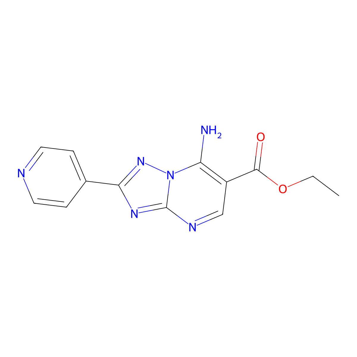 Ethyl 7-amino-2-(4-pyridinyl)[1,2,4]triazolo[1,5-a]pyrimidine-6-carboxylate molecular structure, CAS 120564-73-0