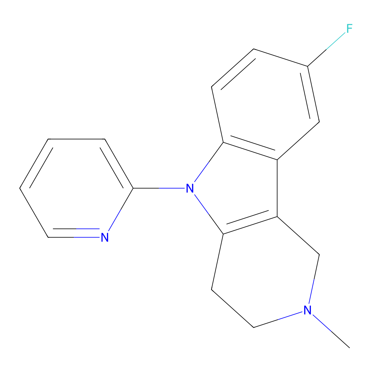 2-{8-Fluoro-2-methyl-1H,2H,3H,4H,5H-pyrido[4,3-B]indol-5-YL}pyridine molecular structure, CAS 1205670-98-9