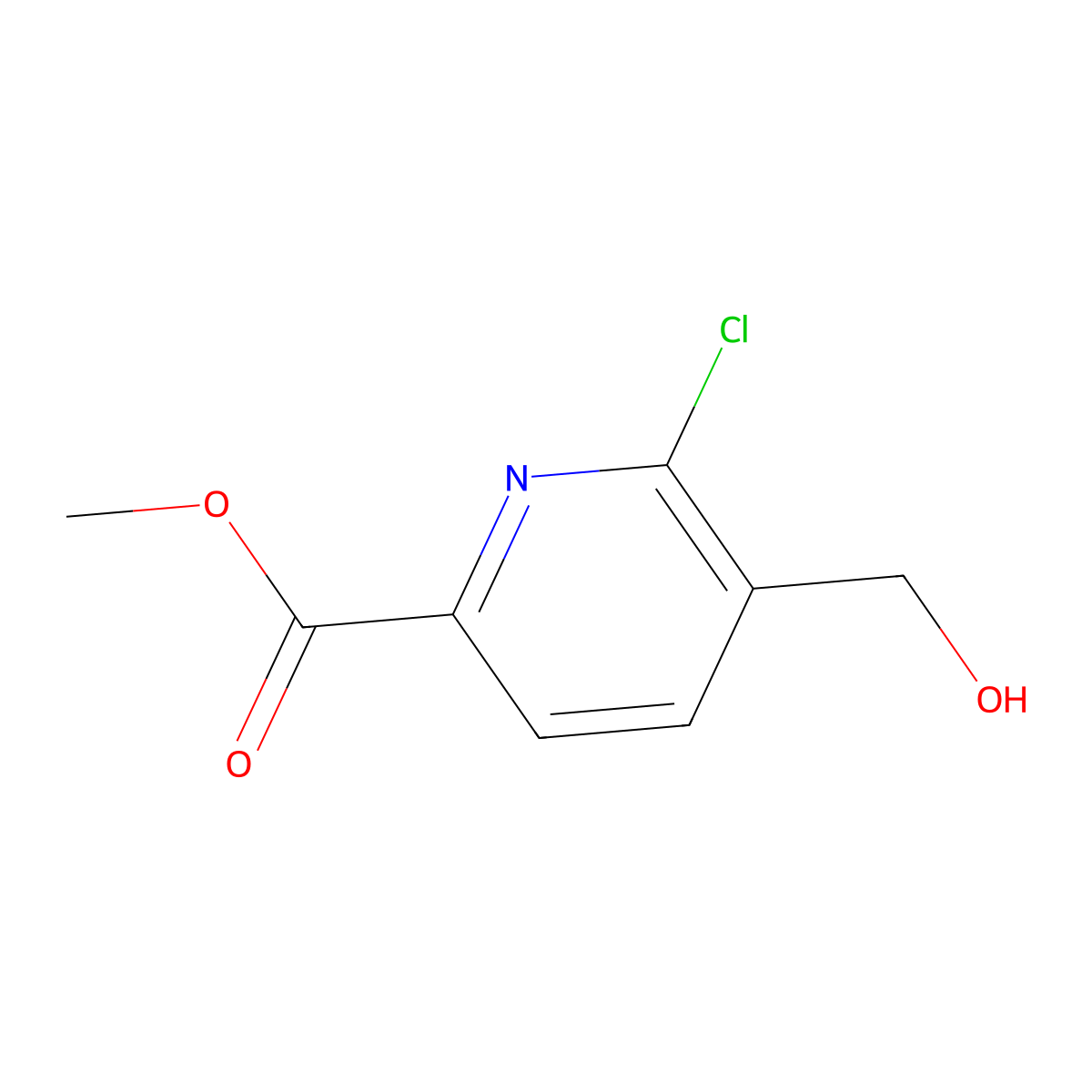 Methyl 6-chloro-5-(hydroxymethyl)picolinate molecular structure, CAS 1205671-72-2