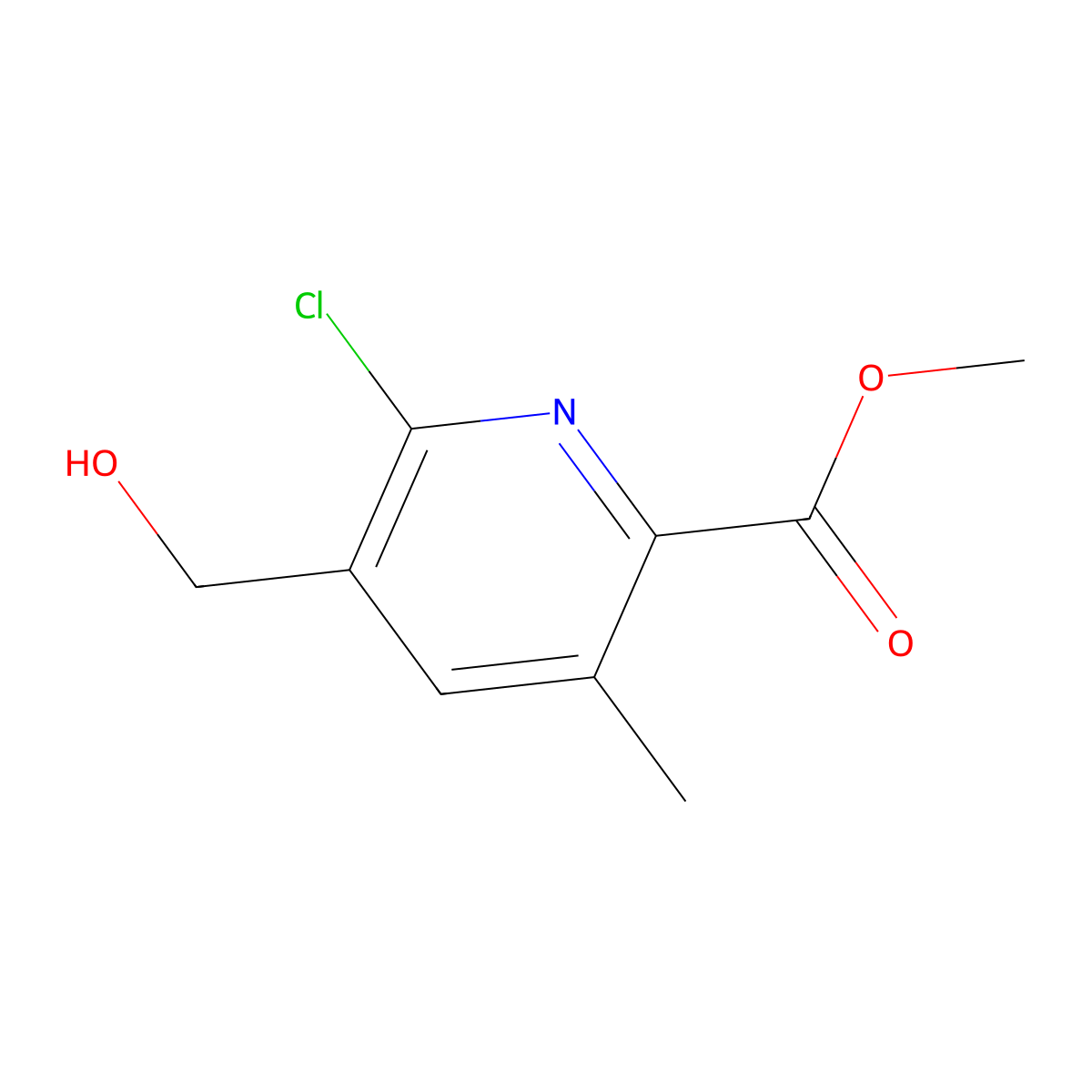 Methyl 6-chloro-5-(hydroxymethyl)-3-methyl-2-pyridinecarboxylate molecular structure, CAS 1205671-73-3