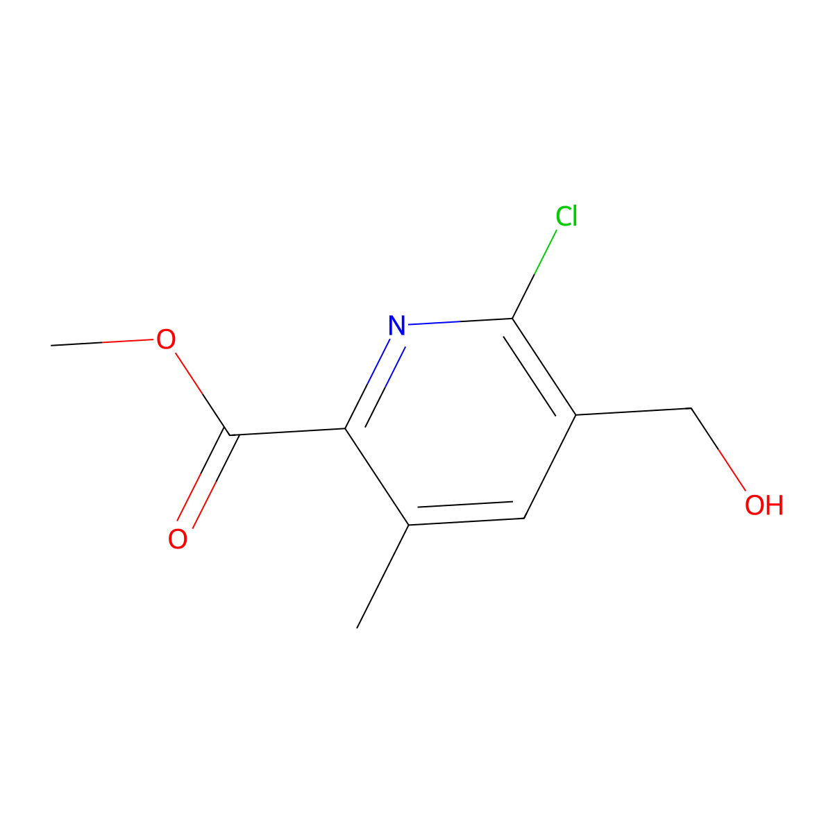 Methyl 6-chloro-5-(hydroxymethyl)-3-methyl-2-pyridinecarboxylate molecular structure, CAS 1205671-73-3