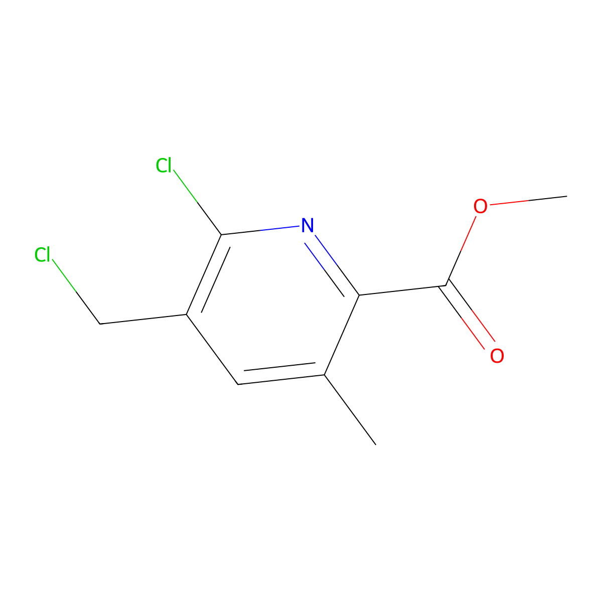 Methyl 6-chloro-5-(chloromethyl)-3-methylpicolinate molecular structure, CAS 1205671-92-6