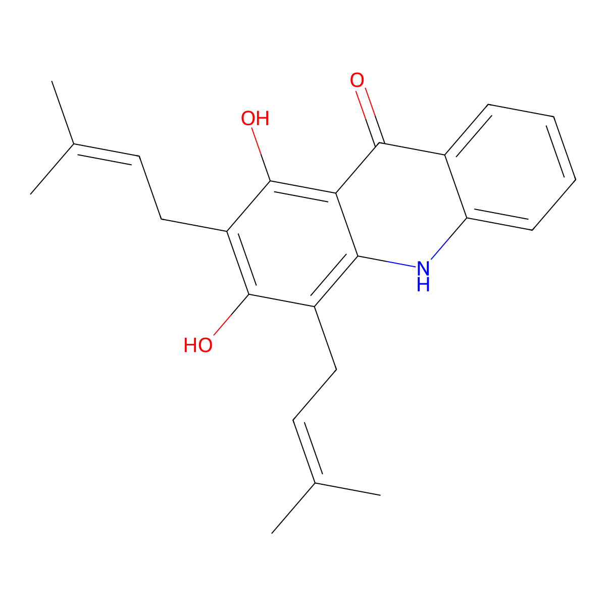 1,3-Dihydroxy-2,4-diprenylacridone molecular structure, CAS 1205687-48-4