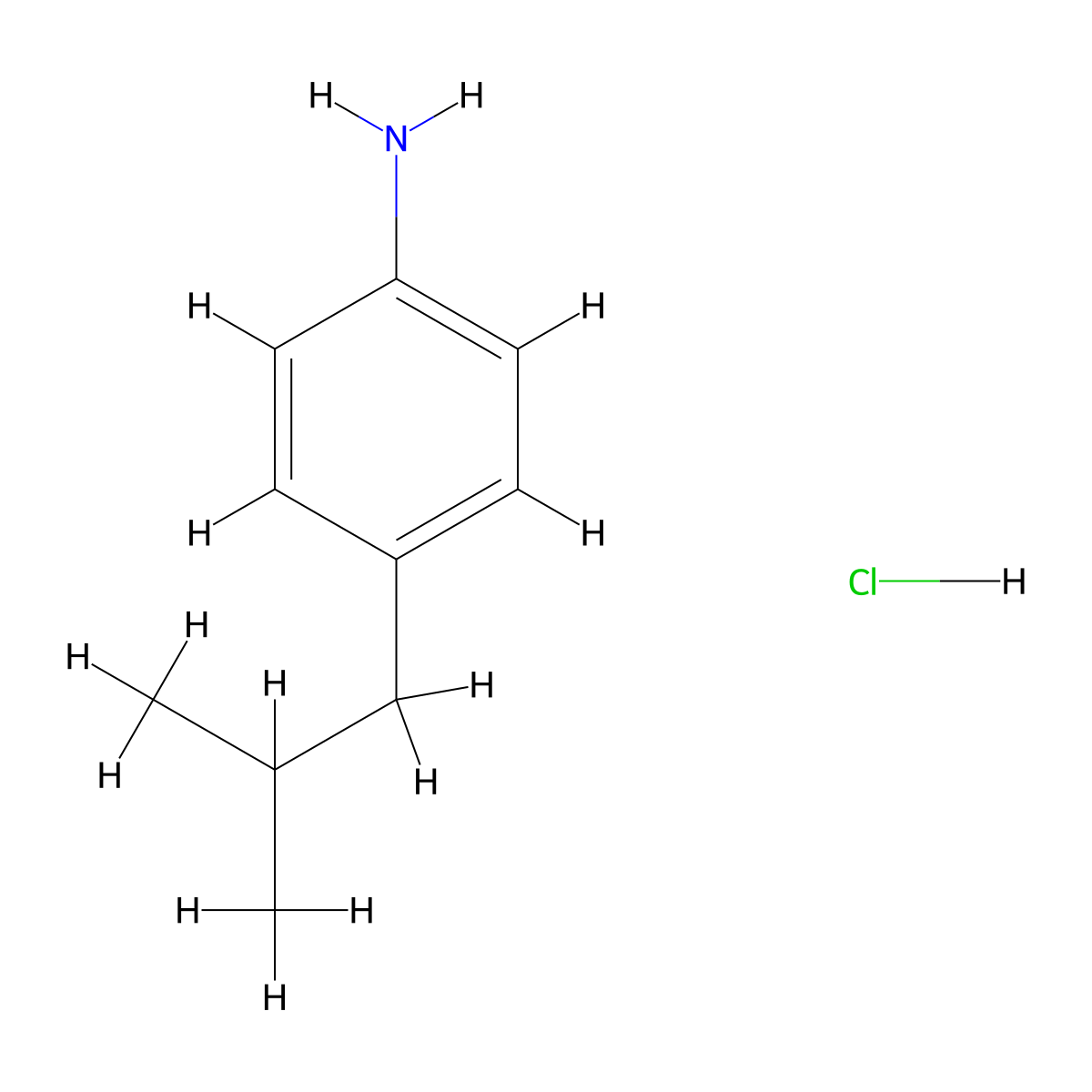 4-(2-Methylpropyl)aniline hydrochloride molecular structure, CAS 120570-67-4