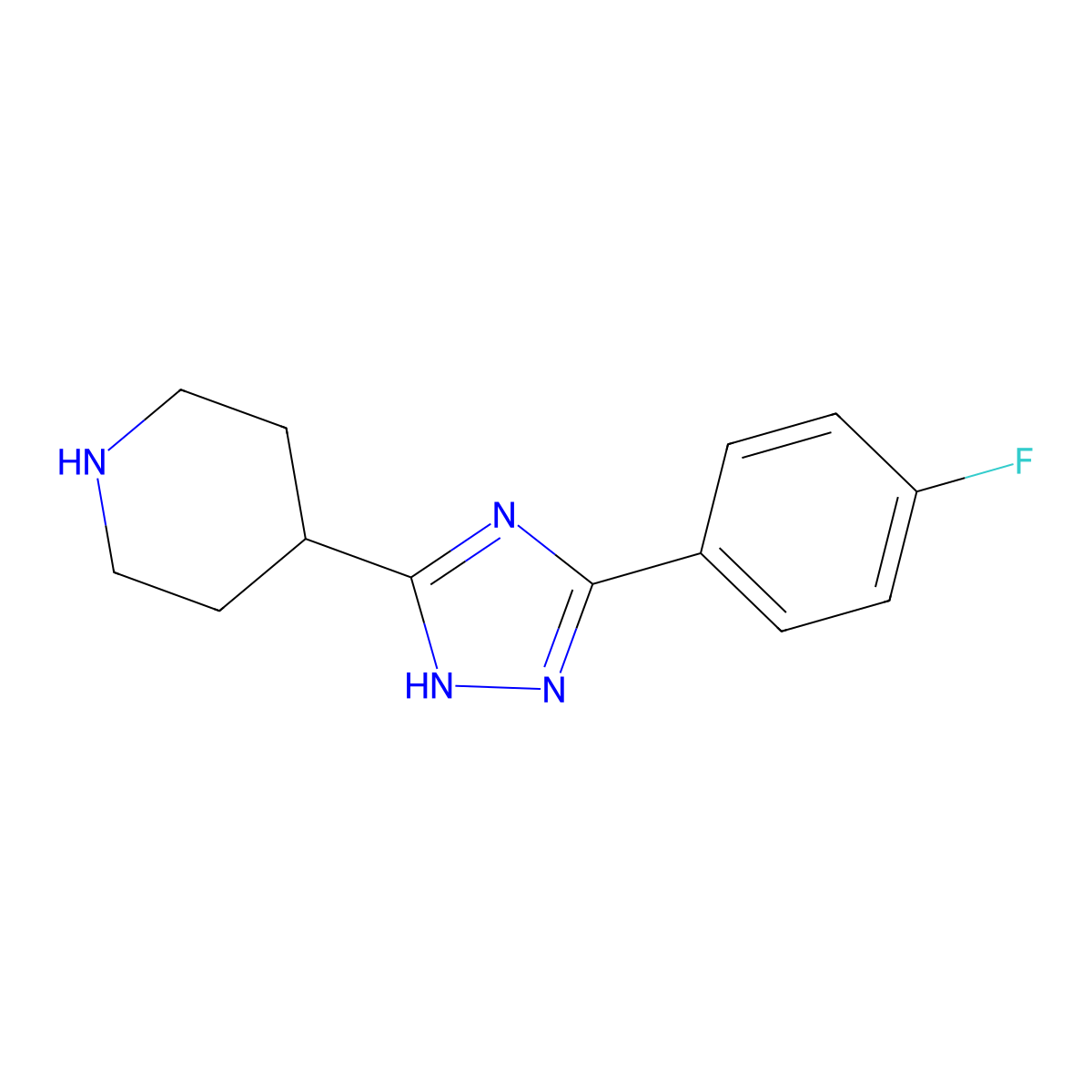 4-(5-(4-Fluorophenyl)-1H-1,2,4-triazol-3-yl)piperidine molecular structure, CAS 1205747-37-0