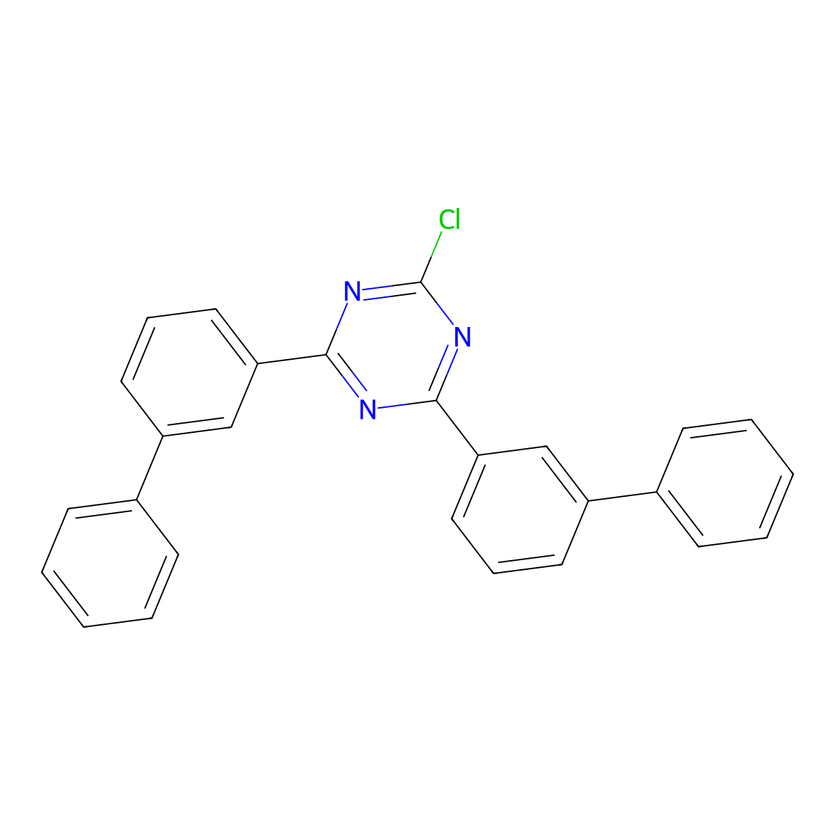 2,4-Di([1,1'-biphenyl]-3-yl)-6-chloro-1,3,5-triazine molecular structure, CAS 1205748-61-3