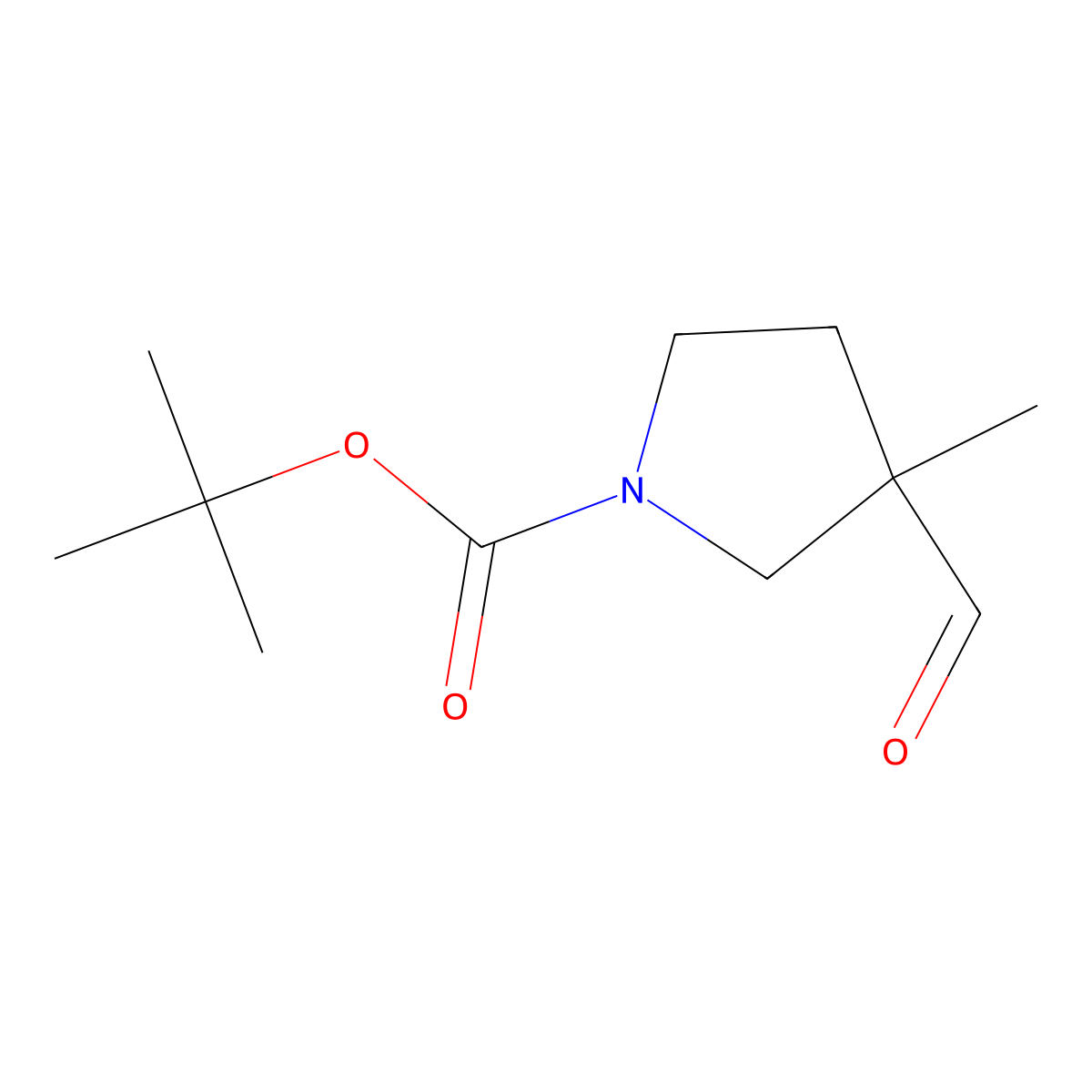 Tert-butyl 3-formyl-3-methylpyrrolidine-1-carboxylate molecular structure, CAS 1205748-72-6