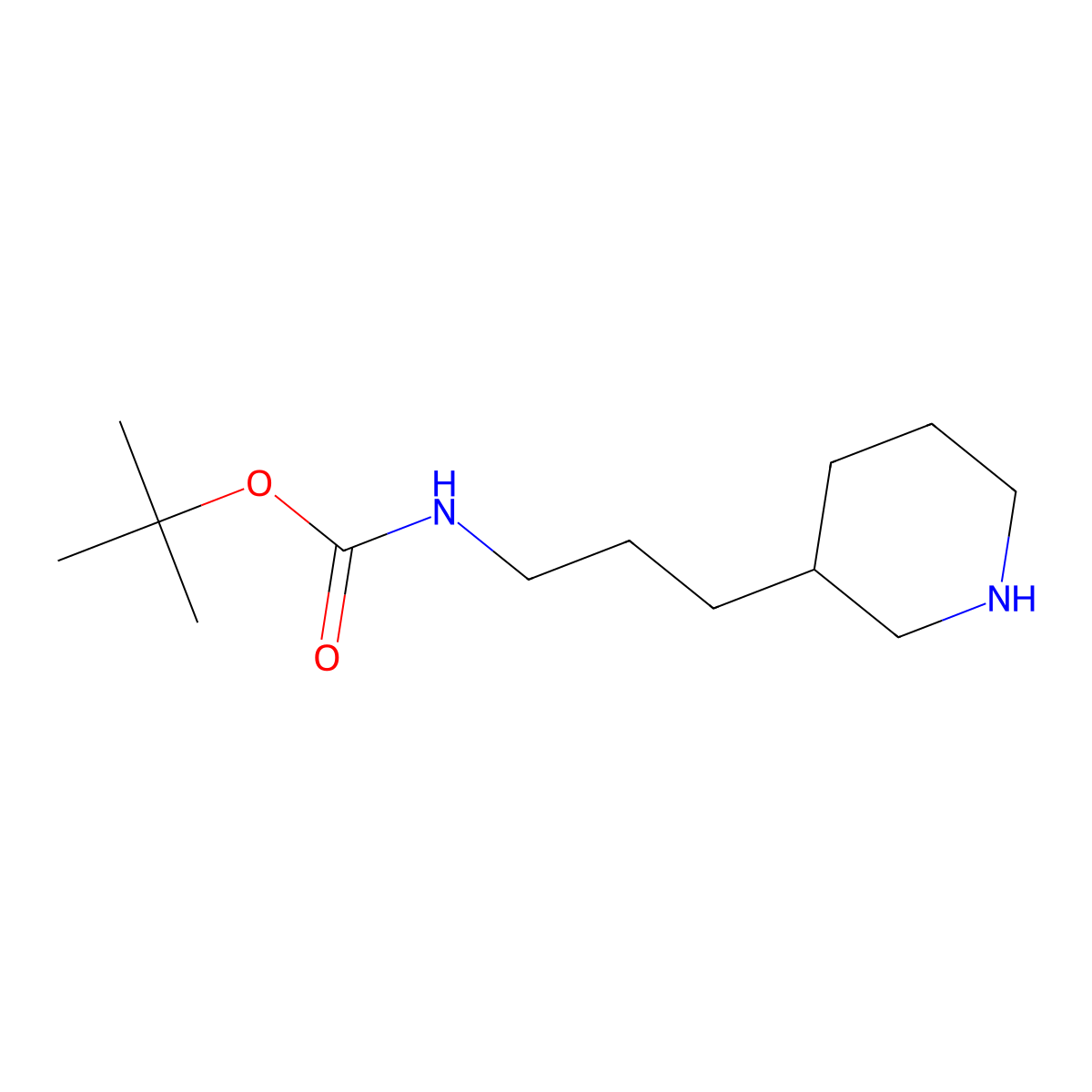 tert-butyl N-[3-(piperidin-3-yl)propyl]carbamate molecular structure, CAS 1205748-87-3