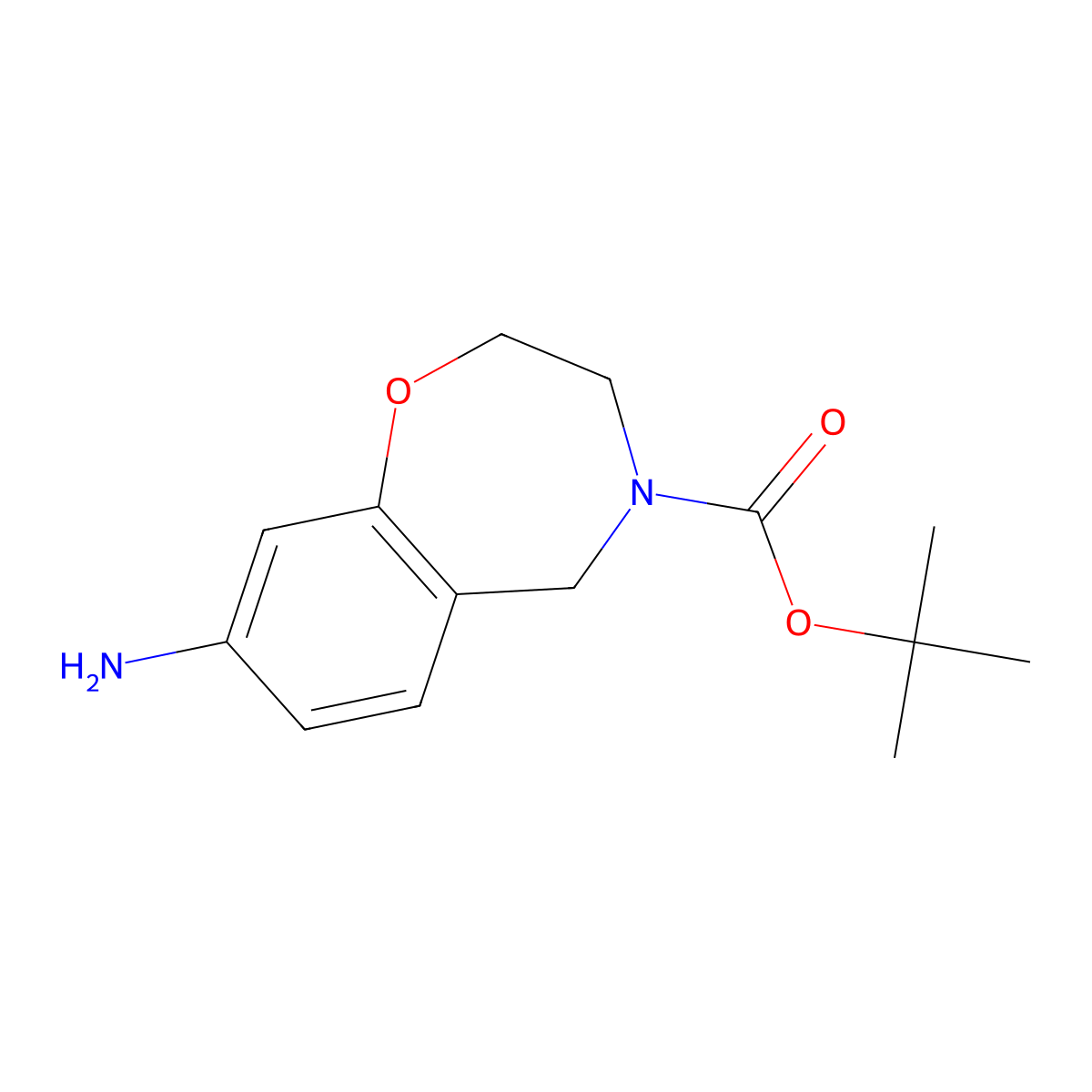 Tert-butyl 8-amino-2,3,4,5-tetrahydro-1,4-benzoxazepine-4-carboxylate molecular structure, CAS 1205748-90-8