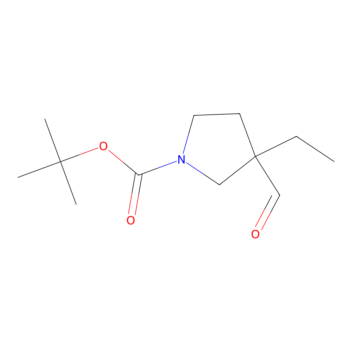 Tert-butyl 3-ethyl-3-formylpyrrolidine-1-carboxylate molecular structure, CAS 1205748-92-0