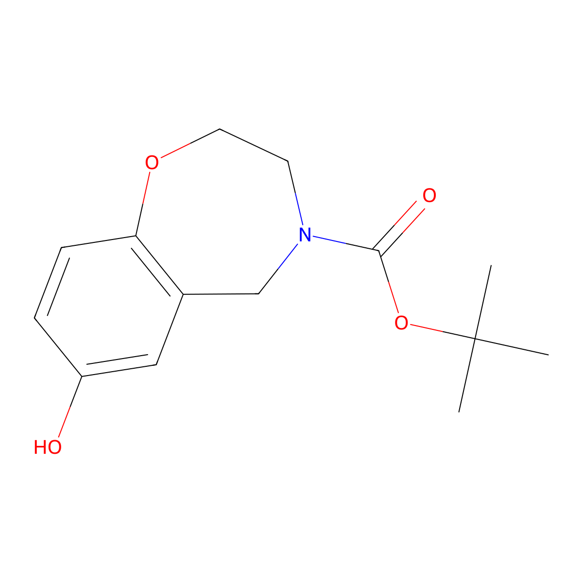 Tert-butyl 7-hydroxy-2,3,4,5-tetrahydro-1,4-benzoxazepine-4-carboxylate molecular structure, CAS 1205748-93-1