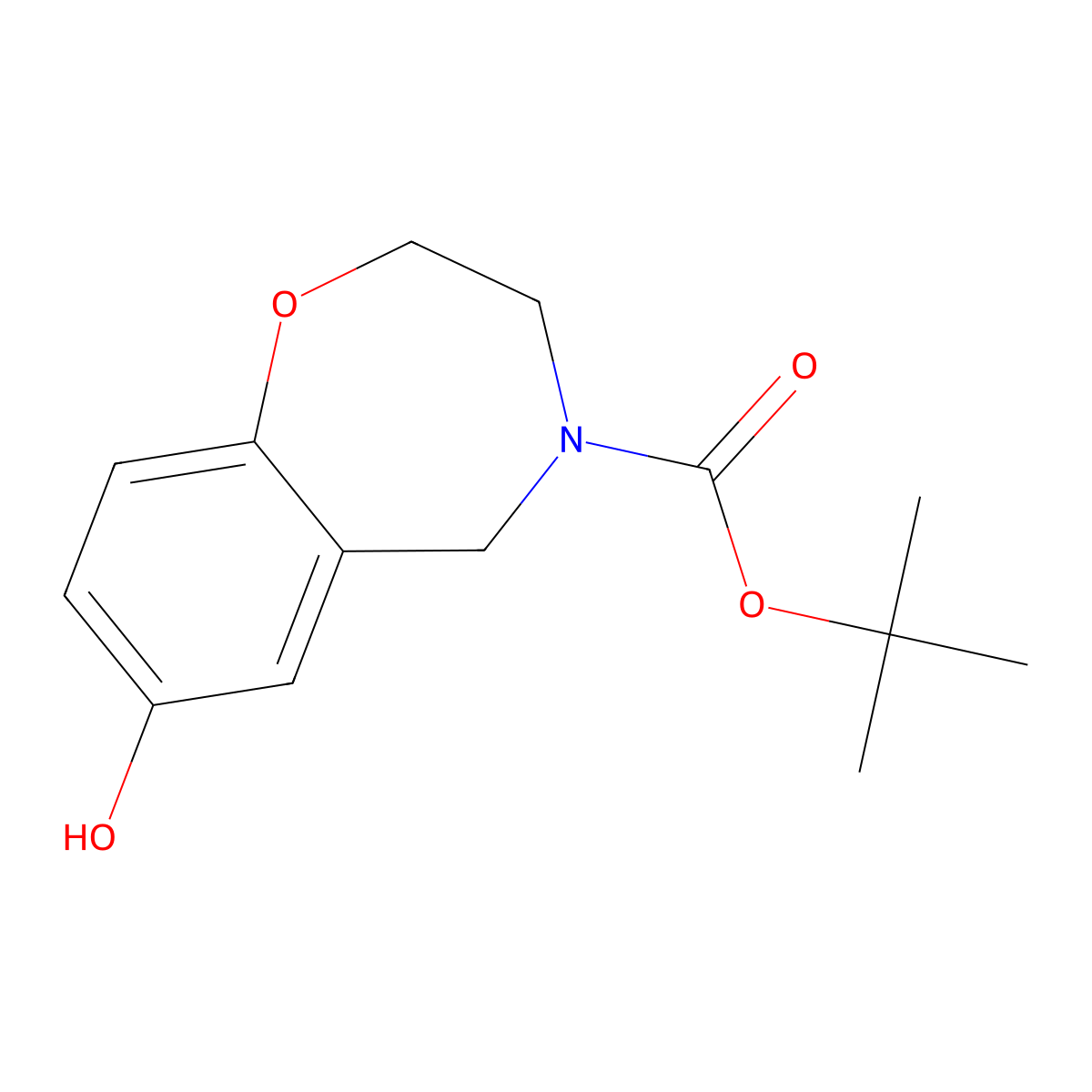 Tert-butyl 7-hydroxy-2,3,4,5-tetrahydro-1,4-benzoxazepine-4-carboxylate molecular structure, CAS 1205748-93-1