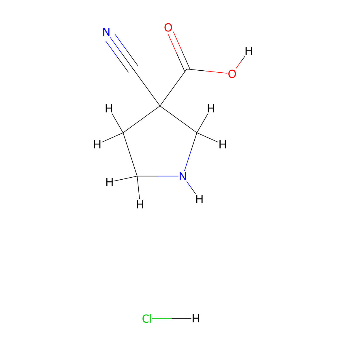 3-Cyanopyrrolidine-3-carboxylic acid hydrochloride molecular structure, CAS 1205748-98-6