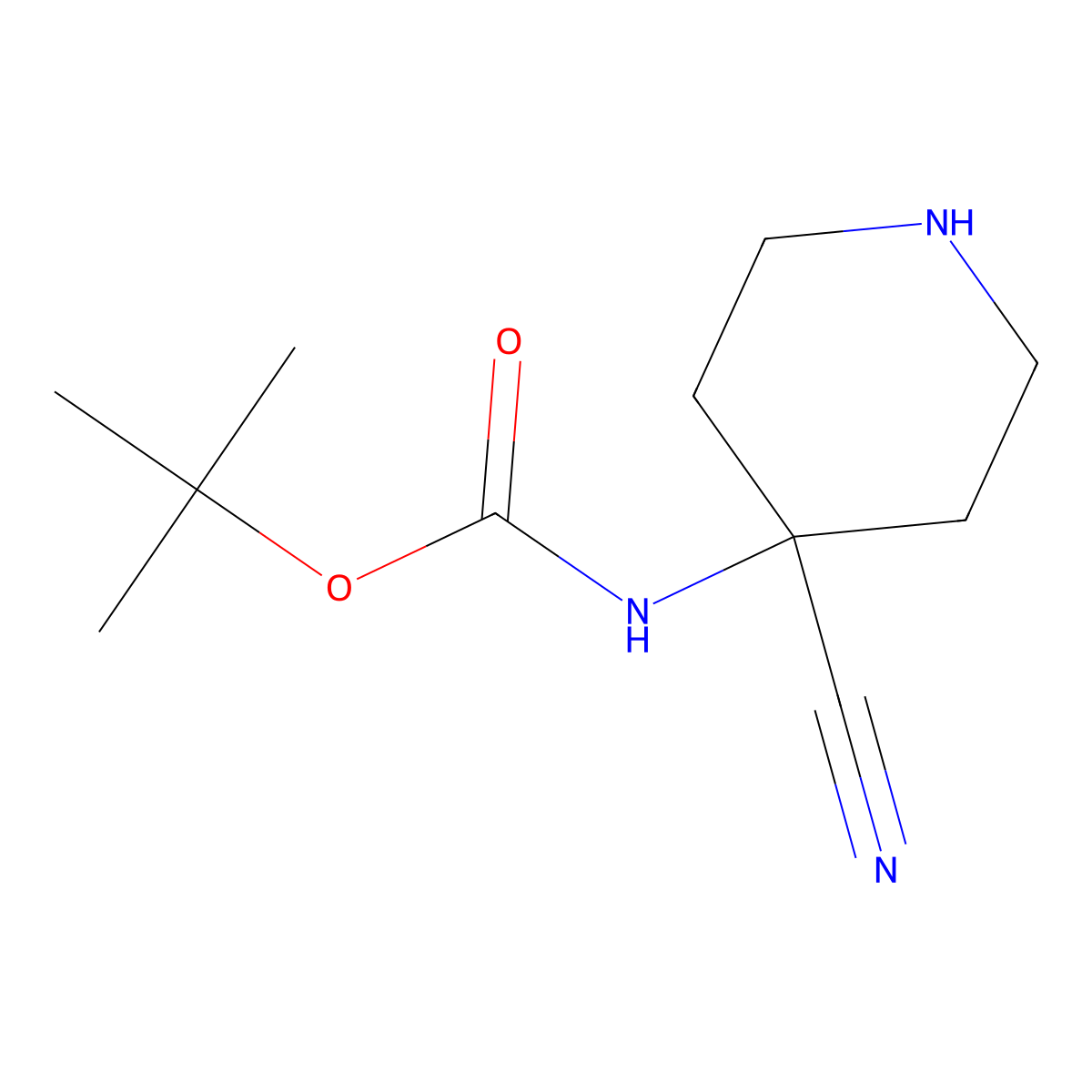 tert-Butyl (4-cyanopiperidin-4-yl)carbamate molecular structure, CAS 1205749-01-4