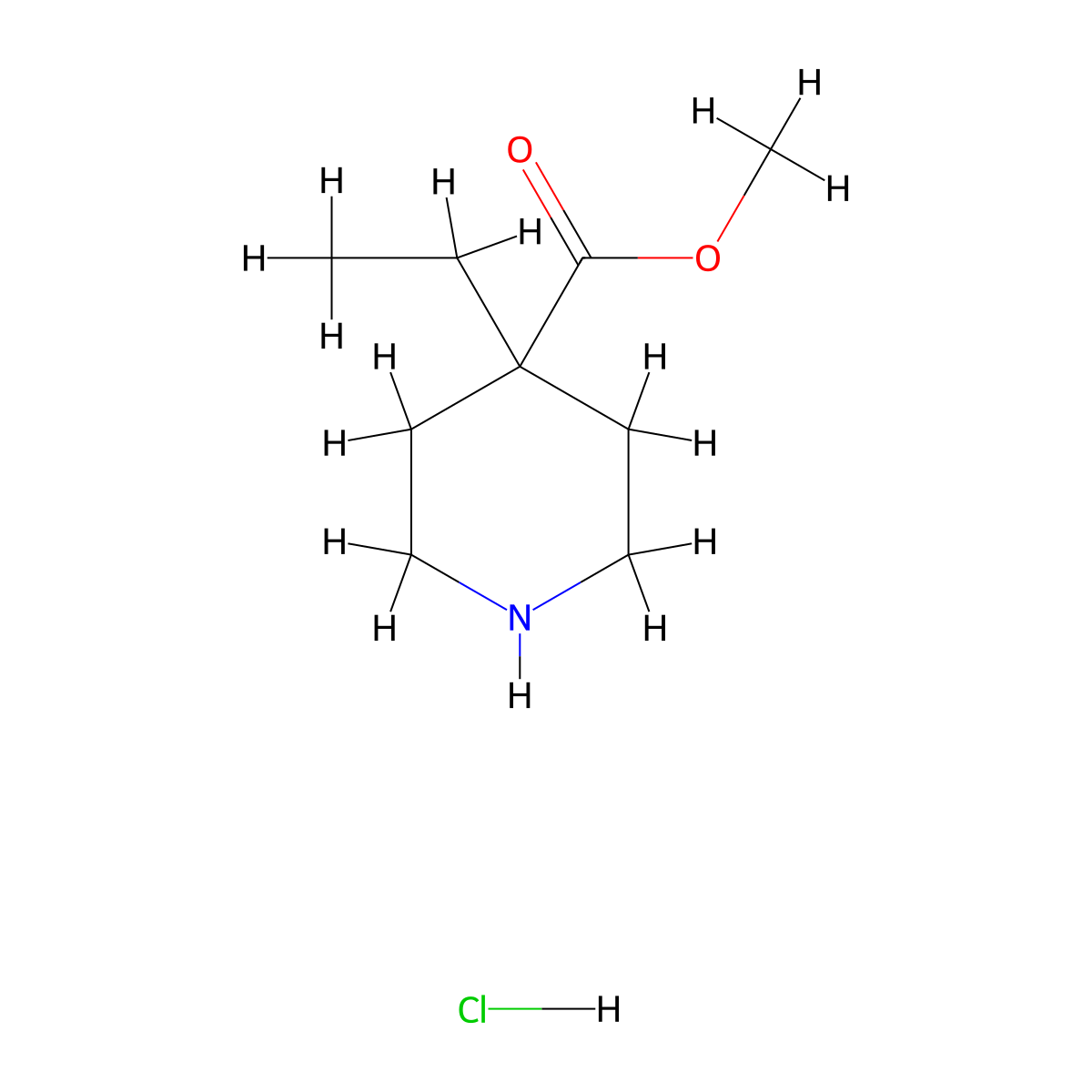 Methyl 4-ethylpiperidine-4-carboxylate hydrochloride molecular structure, CAS 1205749-08-1