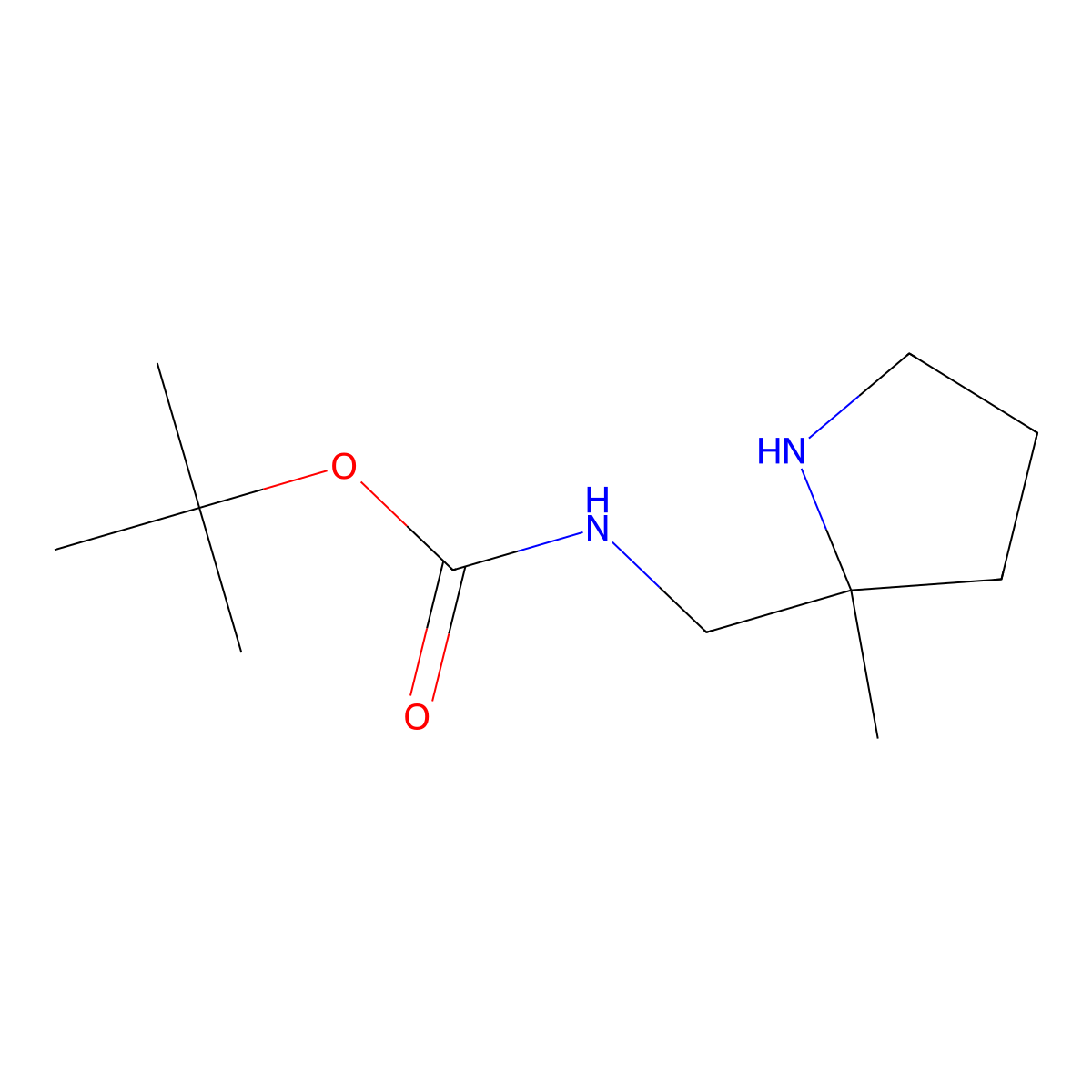 tert-butyl N-((2-methylpyrrolidin-2-yl)methyl)carbamate molecular structure, CAS 1205749-10-5