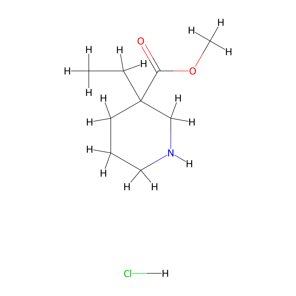 Methyl 3-ethylpiperidine-3-carboxylate hydrochloride molecular structure, CAS 1205749-28-5