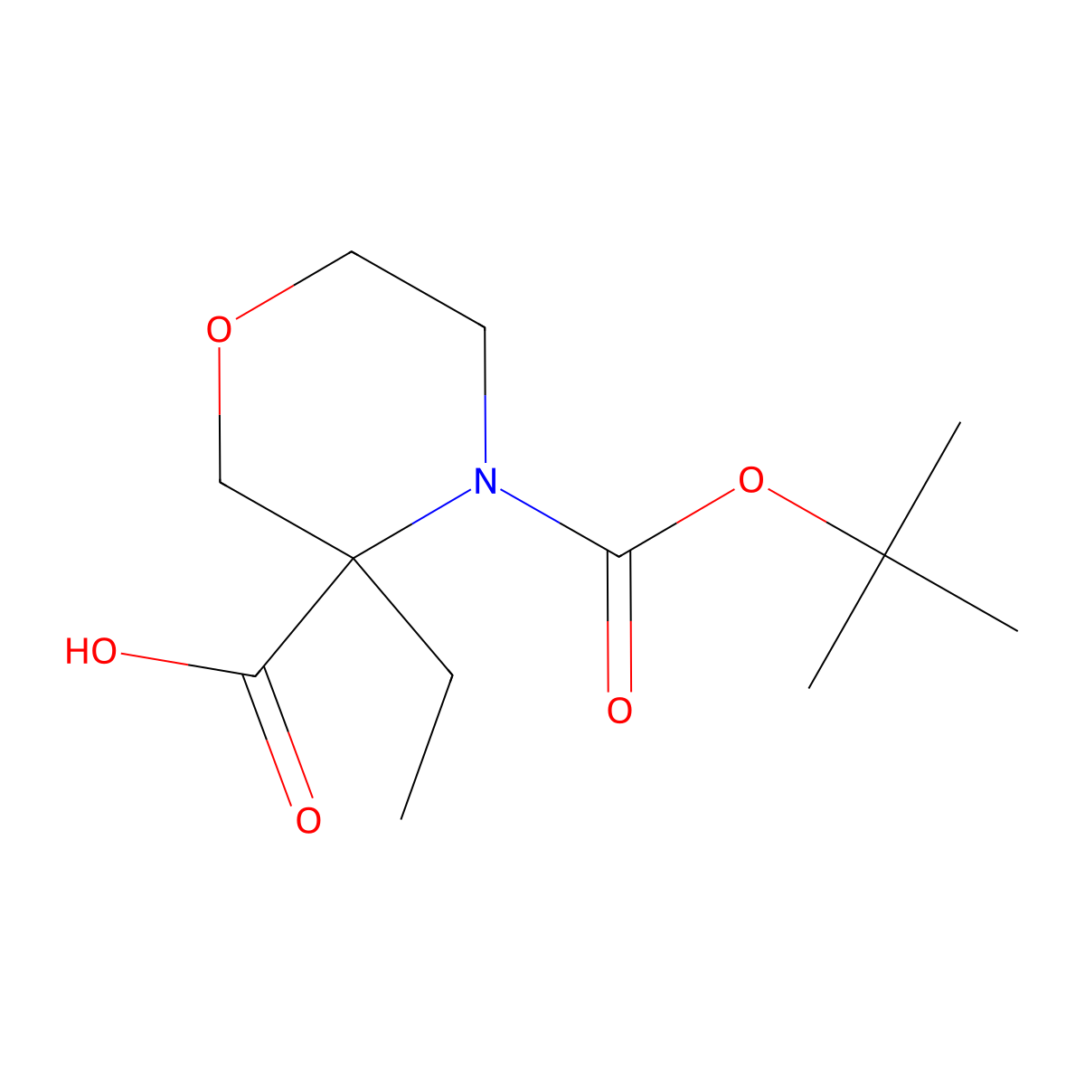 N-Boc-3-ethylmorpholine-3-carboxylic Acid molecular structure, CAS 1205749-44-5