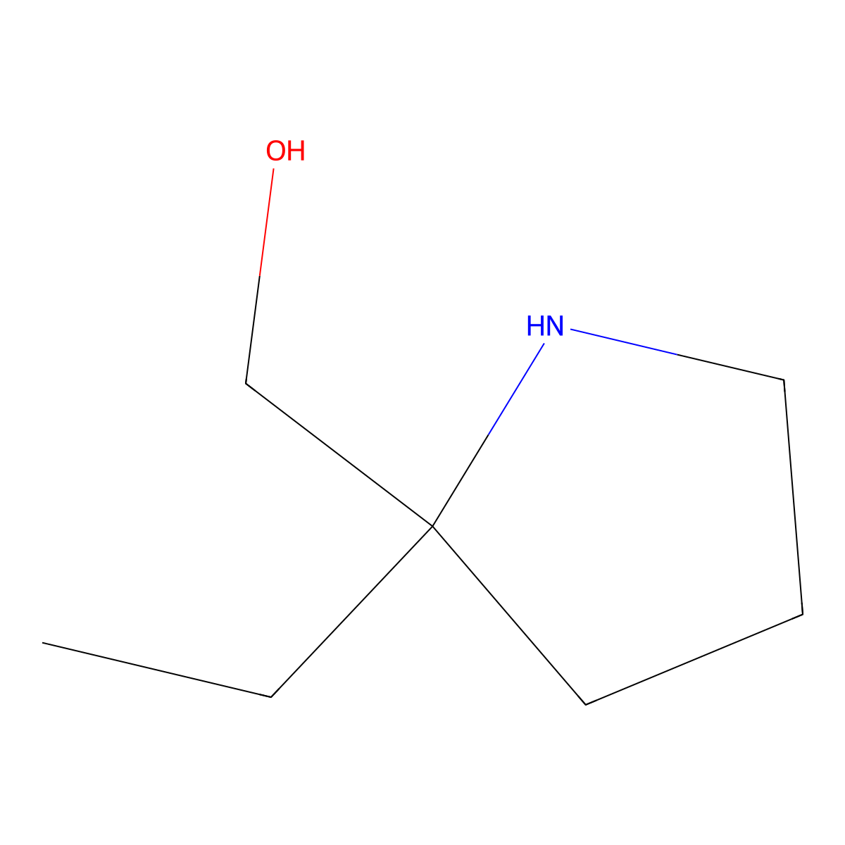 (2-Ethylpyrrolidin-2-yl)methanol molecular structure, CAS 1205749-92-3