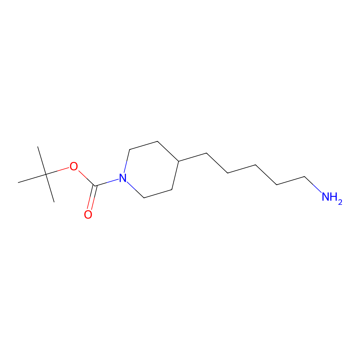 Tert-butyl 4-(5-aminopentyl)piperidine-1-carboxylate molecular structure, CAS 1205749-93-4