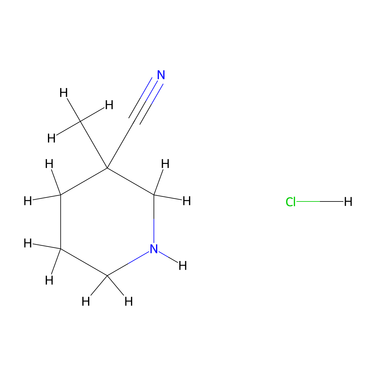 3-Methylpiperidine-3-carbonitrile hydrochloride molecular structure, CAS 1205749-97-8