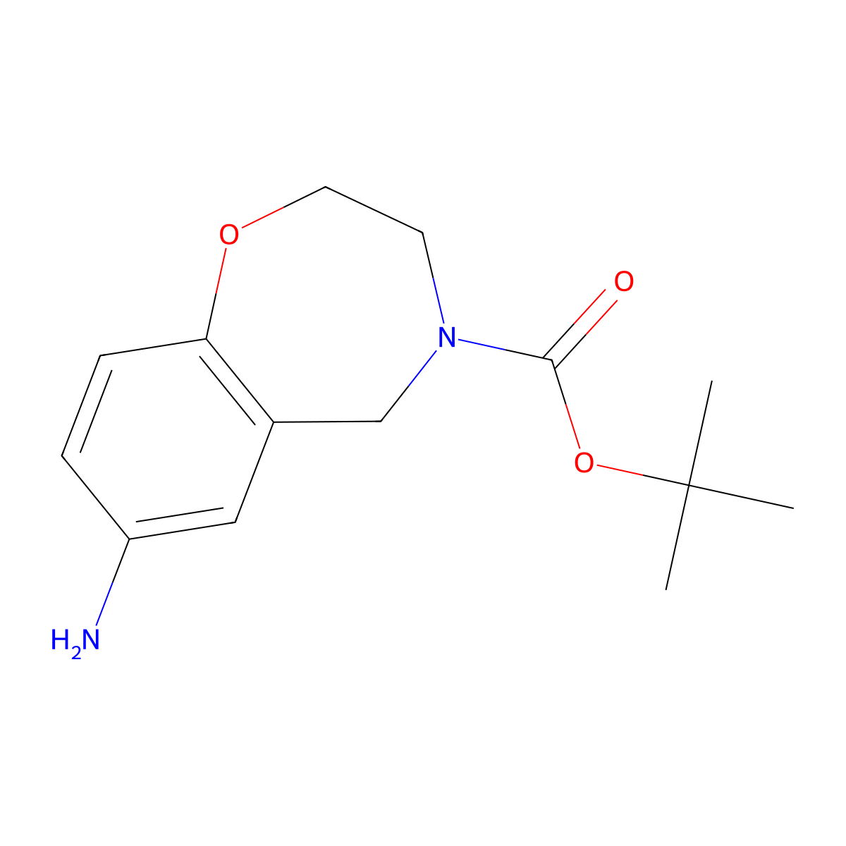 tert-Butyl 7-amino-2,3-dihydro-5H-benzo(f)(1,4)oxazepine-4-carboxylate molecular structure, CAS 1205750-08-8