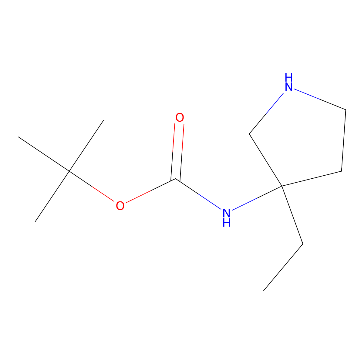 tert-butyl N-(3-ethylpyrrolidin-3-yl)carbamate molecular structure, CAS 1205750-20-4