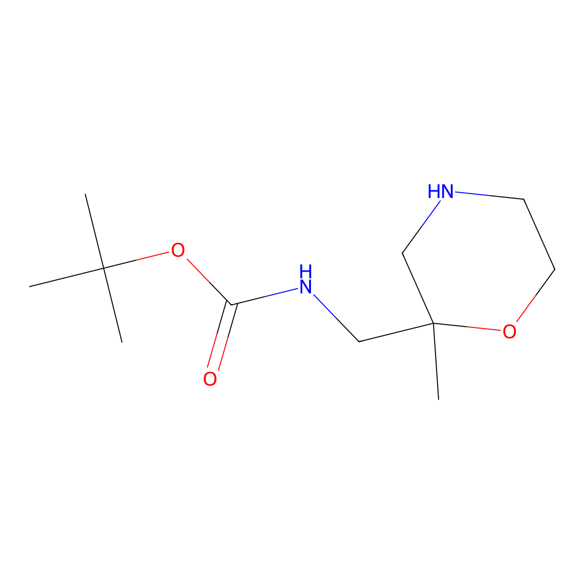 tert-butyl N-[(2-methylmorpholin-2-yl)methyl]carbamate molecular structure, CAS 1205750-21-5