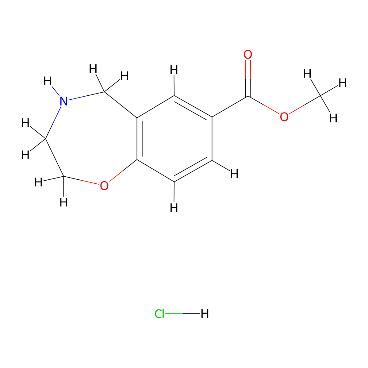 Methyl 2,3,4,5-tetrahydrobenzo(f)(1,4)oxazepine-7-carboxylate hydrochloride molecular structure, CAS 1205750-23-7