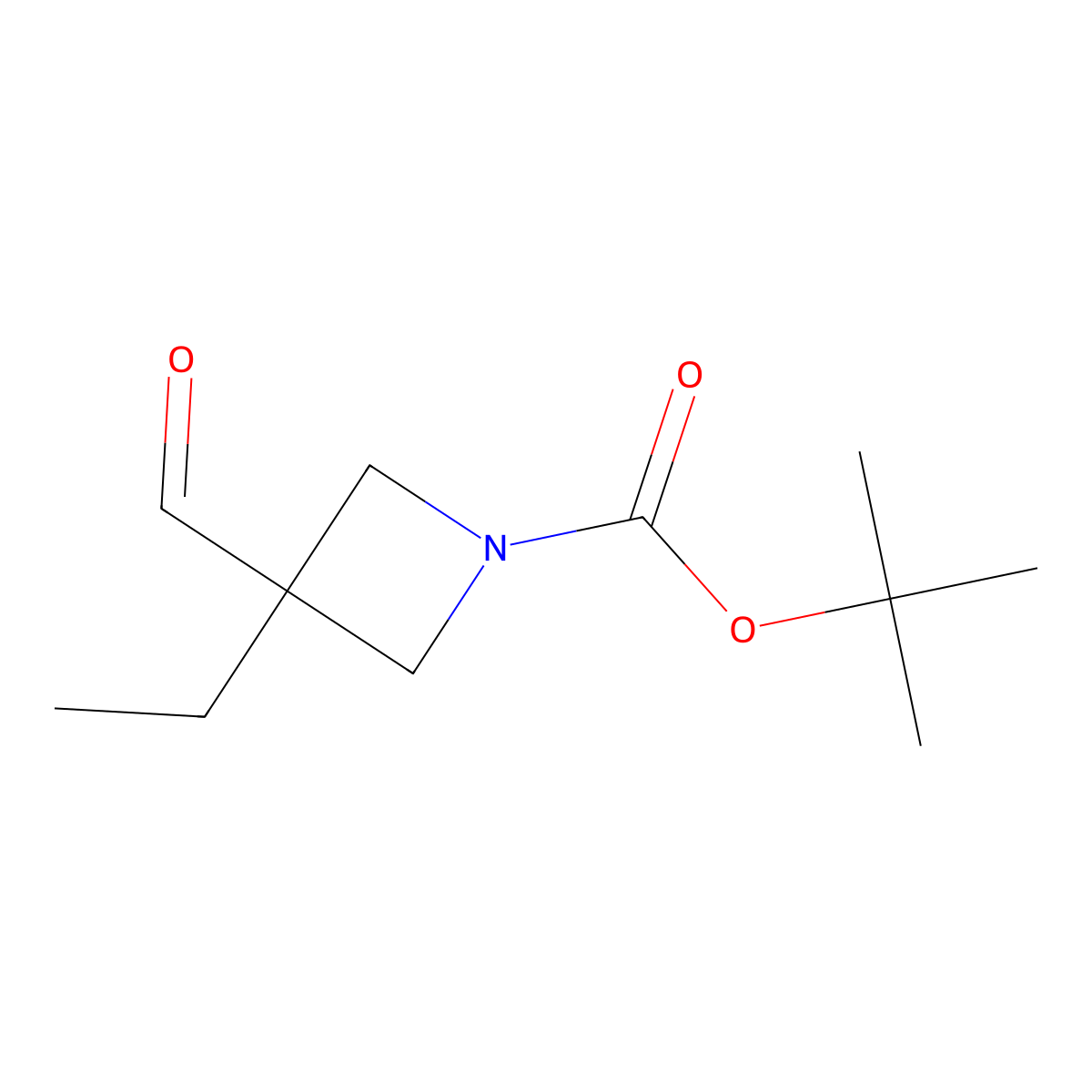 Tert-butyl 3-ethyl-3-formylazetidine-1-carboxylate molecular structure, CAS 1205750-55-5