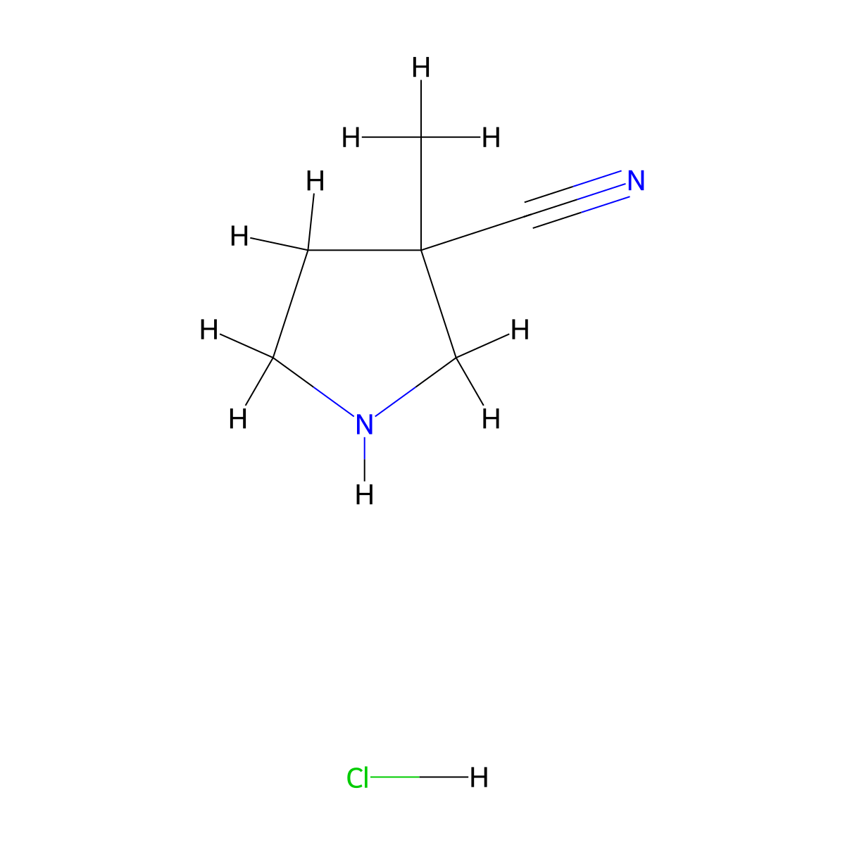 3-Methylpyrrolidine-3-carbonitrile hydrochloride molecular structure, CAS 1205750-61-3