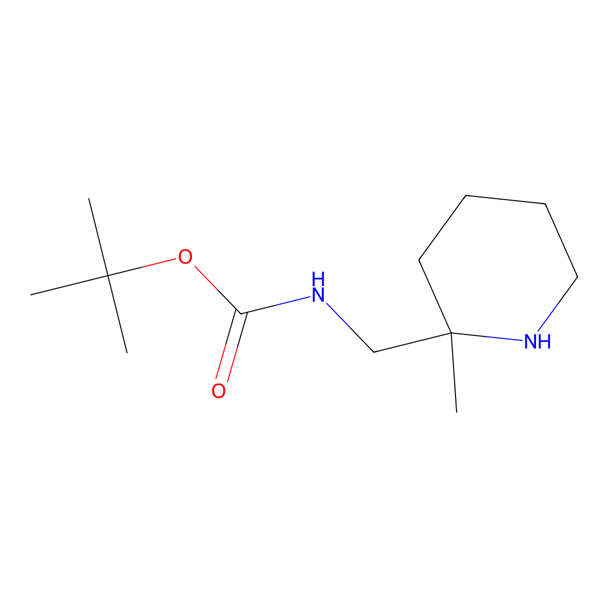 tert-Butyl N-[(2-methylpiperidin-2-yl)methyl]carbamate molecular structure, CAS 1205750-65-7