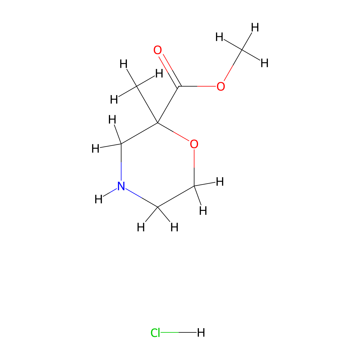 Methyl 2-methylmorpholine-2-carboxylate hydrochloride molecular structure, CAS 1205750-77-1